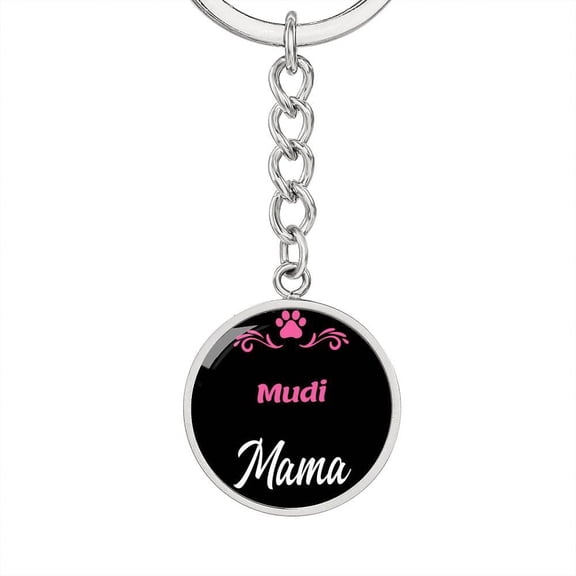 Dog Mom Keyring Mudi Mama Circle Keychain Stainless Steel or 18k Gold