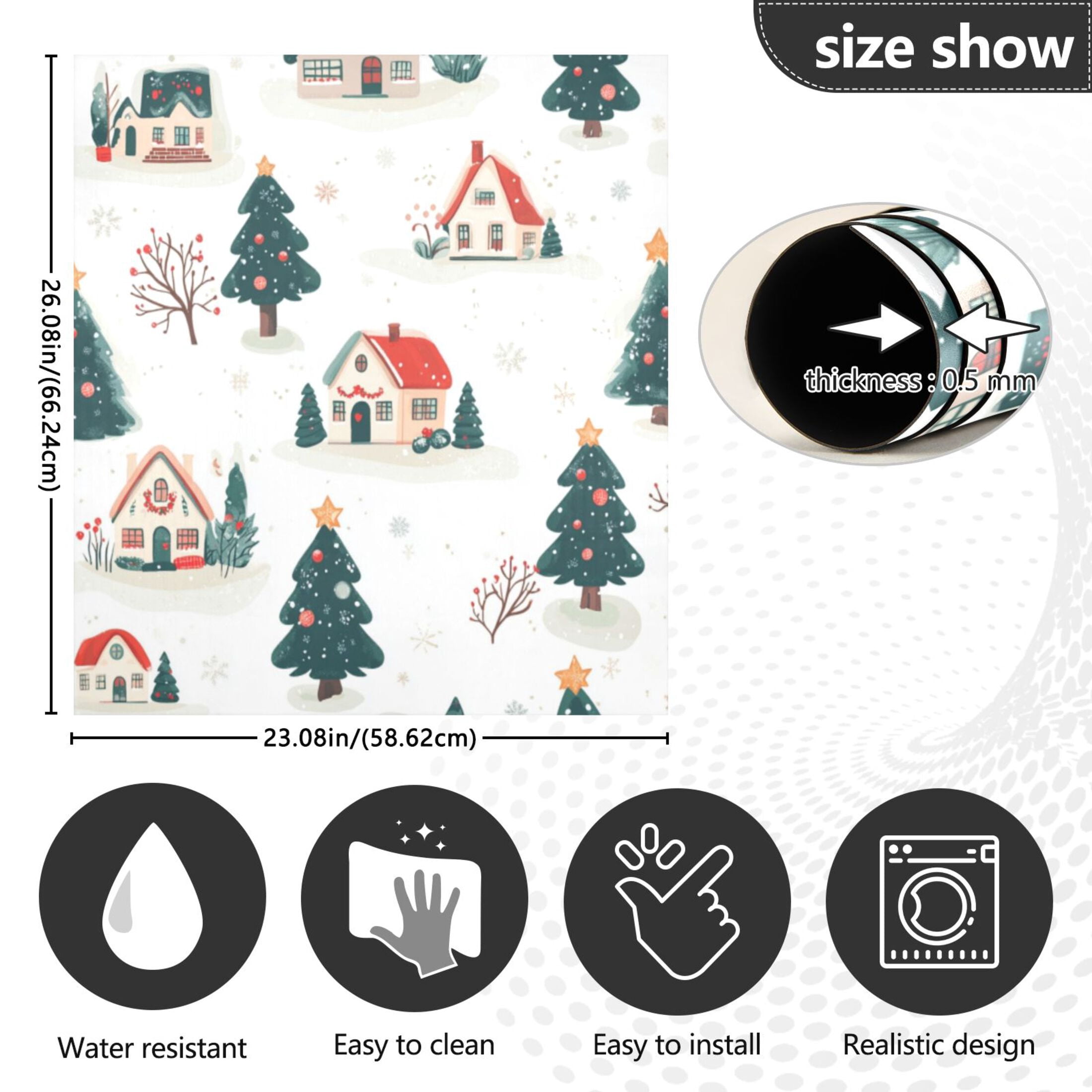 Dishwasher Magnetic Sticker 23x26 Inch Refrigerator Magnetic Sticker Washing Machine Magnetic Sticker Kitchen Panel Magnetic Sticker Home Decor Cartoon Cute Christmas House