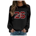 thumbnail image 3 of Chandail en Molleton Col Rond pour Femmes Basique Automne Chandail avec Imprimé Lettre Col Rond Superposition Confort Sport Femme Noir TG, 3 of 7