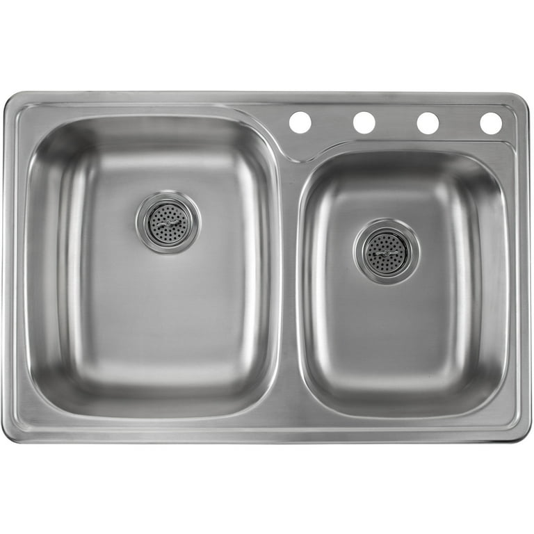 Magnus Sinks 33-1/4-in x 22-1/4-in 20 Gauge Stainless Steel Drop-In 60/40 Double Bowl Kitchen Sink Magnus Sinks 33-1/4-in x 22-1/4-in 20 Gauge Stainless Steel Drop-In 60/40 Double Bowl Kitchen Sink