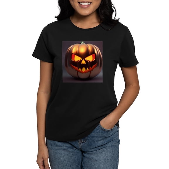 CafePress - Shiny Jack O' Lantern Women's Value T Shirt - Women's Traditional Fit Dark T-Shirt