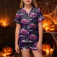 thumbnail image 2 of Futezty Halloween Pajamas Kids Girls Halloween Themed Nightwear Short Sleeve Top and Shorts Cozy Sleepwear Girls Pjs 2T-13T, 2 of 5