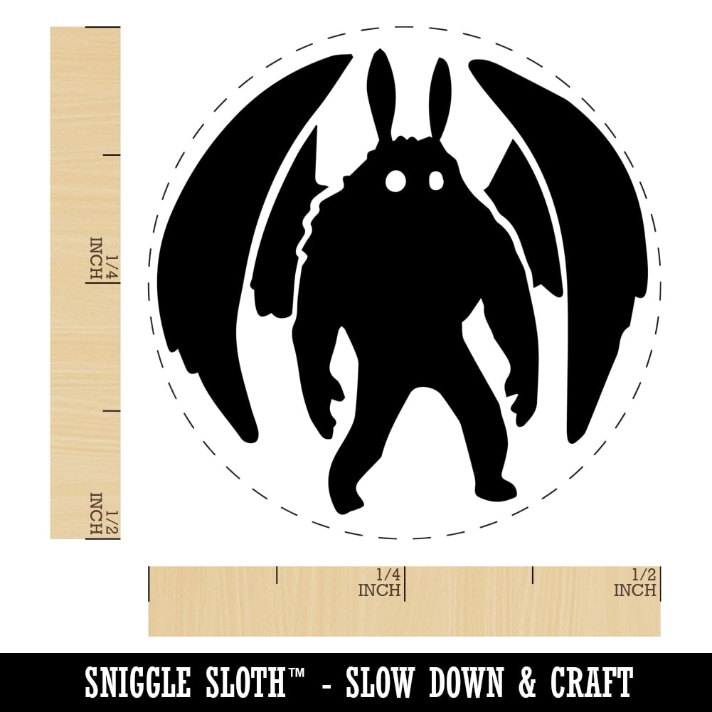 Mothman Cryptozoology Monster Self-Inking Rubber Stamp Ink Stamper - Fuchsia Ink - Mini 1/2 Inch