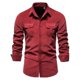 thumbnail image 2 of Schan Men's Cotton Corduroy Long Sleeve Turndown Slim Fit Casual Top Blouse Shirt, 2 of 2