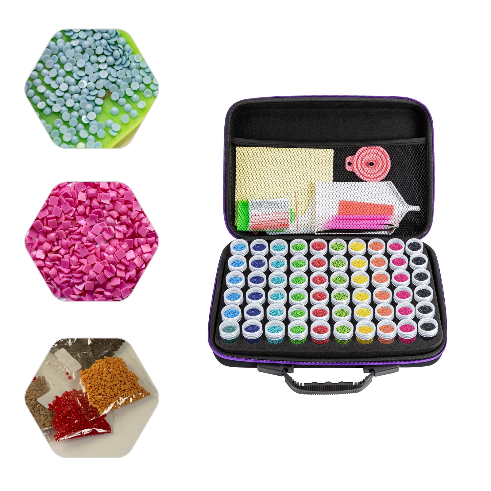 60 Slots Diamond Painting Storage Bag Container for Diamond Painting Accessories Shockproof Jars for Jewelry Beads Rings Charms Glitter Rhinestones (Diamonds Not Included)