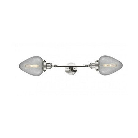 

Polished Nickel Tone Bathroom Vanity 7 Wide Clear Crackle Glass Steel/Cast Brass Medium Base 2 Light Fixture