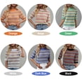 thumbnail image 2 of Women Hollow out Knitted Sweater Striped Contrast Color Half Sleeve, 2 of 8