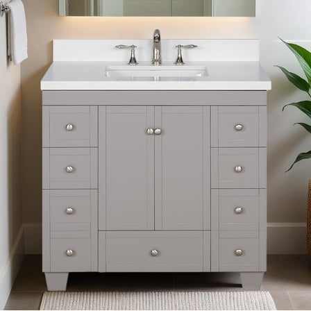 Lavanti Depos Solidwood 36-inch Bathroom Vanity with Sink - Stylish Gray