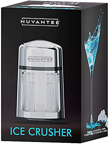 Nuvantee Manual Ice Crusher With Rust-Proof Zinc Alloy Construction - Carbon Steel 430 Blade Crushes Ice to Your Desired Fineness - Non-Slip - Easy to Use Ice Crusher Hand Crank - Chrome Pla
