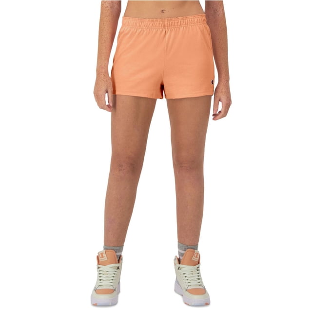 Champion Womens Logo Athletic Workout Shorts, Orange, Small
