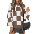 thumbnail image 2 of Suéter de Punto Acanalado de Larga con Cuello Alto y Corte Holgado para Mujer, Ideal para Otoño Color Camello 5XL, 2 of 9