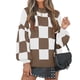 thumbnail image 2 of Suéter de Punto Acanalado de Larga con Cuello Alto y Corte Holgado para Mujer, Ideal para Otoño Color Camello XL, 2 of 9