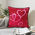 thumbnail image 2 of Velvet Decorative Throw Pillow Covers Set of 2, Soft Square Cushion Cover with Invisible Zipper Romance Valentine Pink Love Heart Printing, 16"x16", 2 of 7