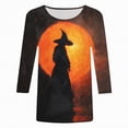 thumbnail image 4 of Godom Halloween Shirts for Women Funny Cute Graphic Tee 3/4 Length Sleeve Tunic Tops Halloween, 4 of 4