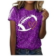 thumbnail image 2 of Womens Graphic T Shirts, Fashion Casual Rugby Love Print Round Neck T Shirt, Purple S, 2 of 5