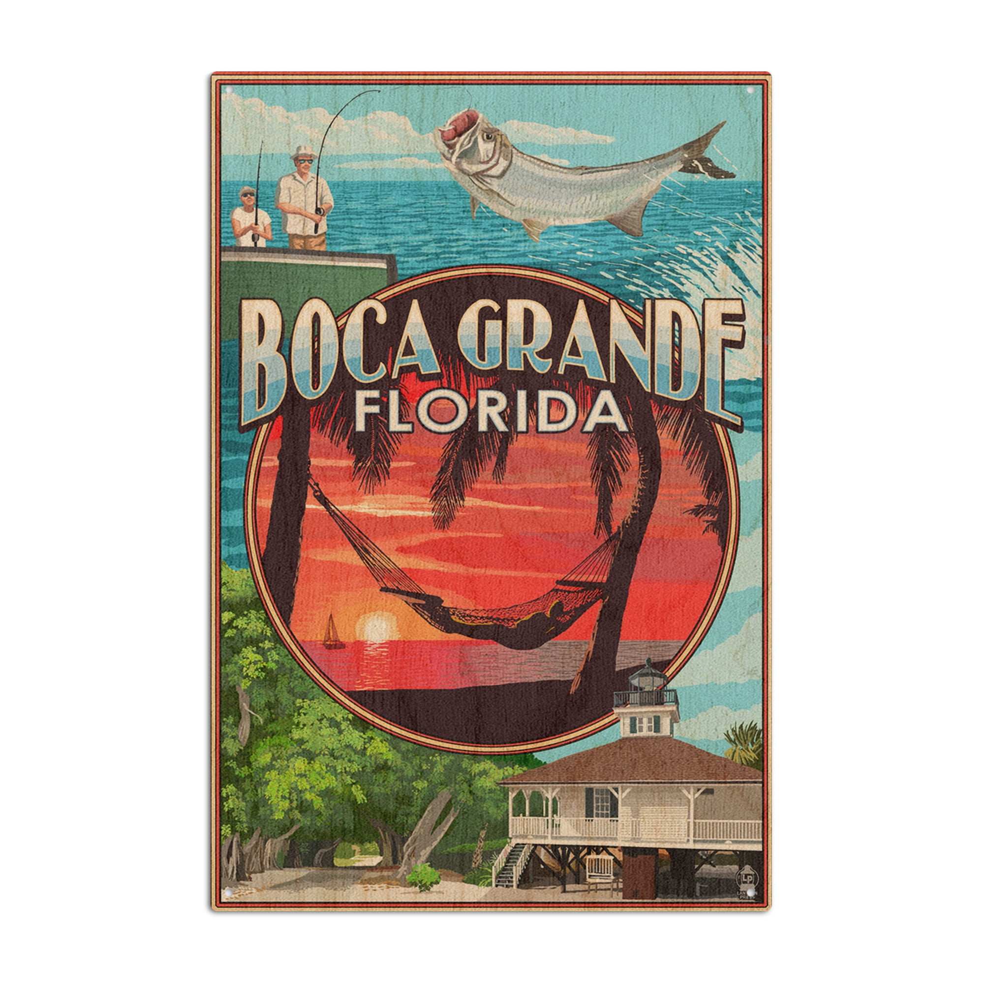 Boca Grande, Florida, Montage Birch Wood Wall Sign (6x9 Rustic Home ...