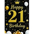 thumbnail image 7 of Glamorous Glittery Gold 21st Birthday Banner with Crown Balloons Stars Background Party Supplies Photography Props Birthday Decoration Happy Birthday Party Backdrop Decorations, 7 of 7