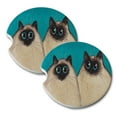 thumbnail image 1 of KuzmarK Sandstone Car Drink Coaster (set of 2) - Silly Himalayan Kitties Abstract Cat Art by Denise Every, 1 of 2