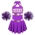 thumbnail image 3 of Aislor Robe de Cheerleading Imprimée pour Filles avec Pompons Fleurs Violettes 12, 3 of 7