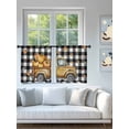 thumbnail image 4 of Pumpkin Truck Sheer Curtains 45 inches Long, Fall Maple Leaf Black Plaid Thanksgiving Light Filtering Sheer Window Curtains Rod Pocket Voile Drapes for Bedroom Living Room, 52"W x 45"L 2 Panels, 4 of 7