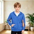 thumbnail image 2 of XAOFW Solid Color Zip Up Hoodies For Boys Zipper Long Sleeve Hooded Sweatshirt With Front Pockets Lightweight Outdoor Wear Pullover For Kids Stylish Tops 7-8 Years, 2 of 6