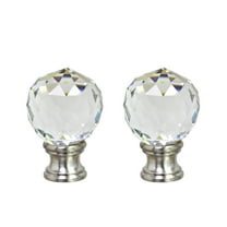 Aspen Creative 24008-12, 2 Pack, Clear Faceted Crystal Lamp Finial in Brushed Nickel Finish, 1 3/4" Tall