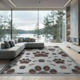 thumbnail image 2 of ODIKA 6'x9' Washable Area Rug Non-Slip, Easy Care, Interlocking Motif Bone Alfombra Para Perros Schnauzer Print Paws Refined for Family Room, Living Mater Bedroom, 2 of 7
