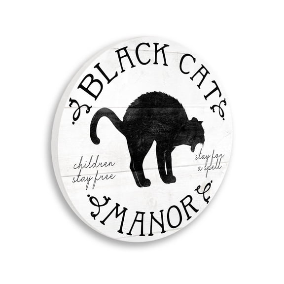 Stupell Industries Black Cat Manor Sign Graphic Art Unframed Art Print Wall Art, Design by Lil' Rue