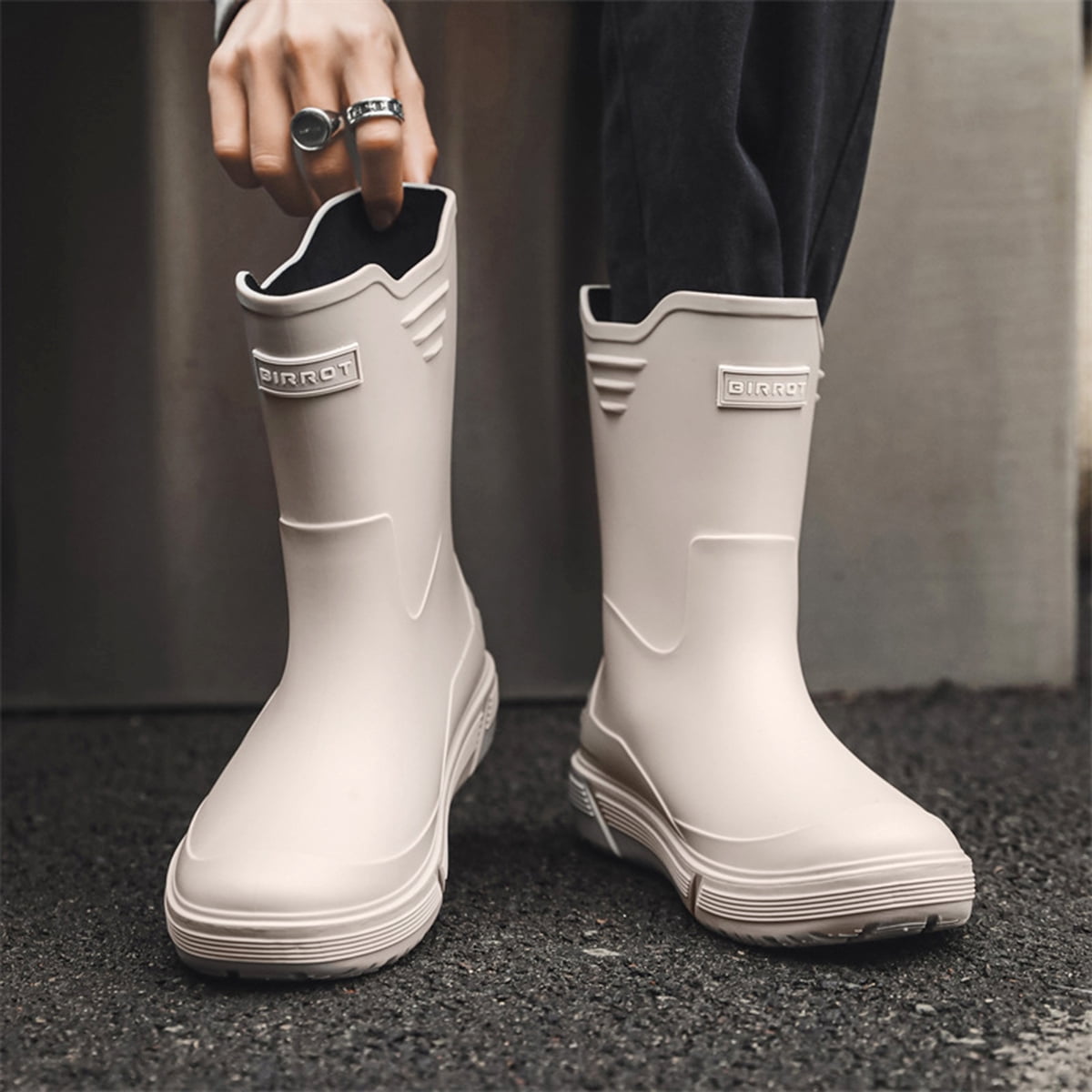 AUXDIQ Rain Shoes Men Mid-calf Boots Waterproof Rain Boots Outdoor Garden Shoes