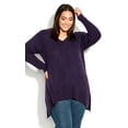 thumbnail image 1 of Avenue Women's Plus Size Deep Valley Sweater V-Neck Long Ribbed Cuff Sleeve Pullover, 1 of 1