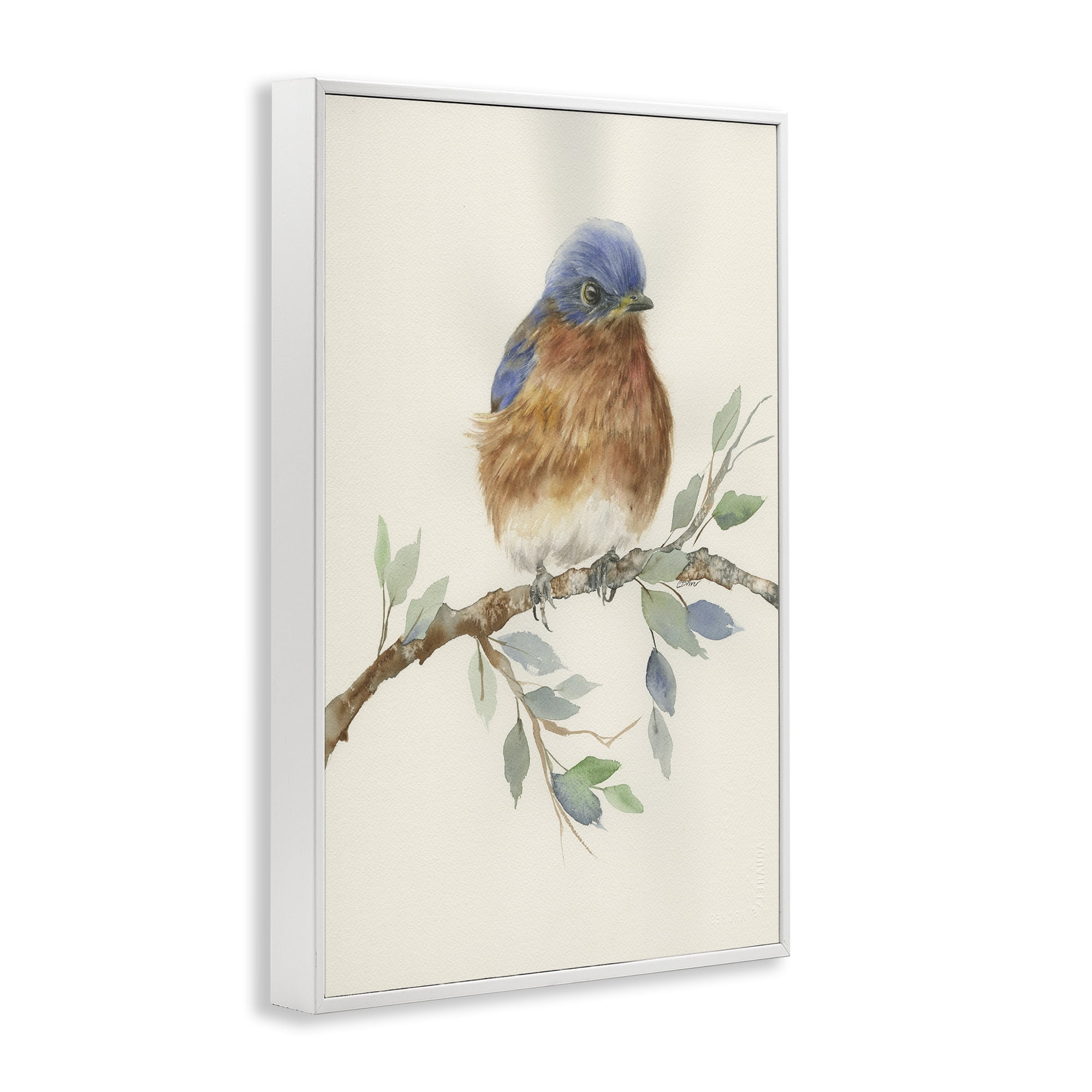 Stupell Industries Songbird Perched on Branch White Framed Giclee Art, design by Cady Driver
