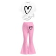 thumbnail image 4 of WOYY Big Girls Outfits Heart Print Short Sleeve Tshirt Pants Outfits, Sizes 7-8, 4 of 4