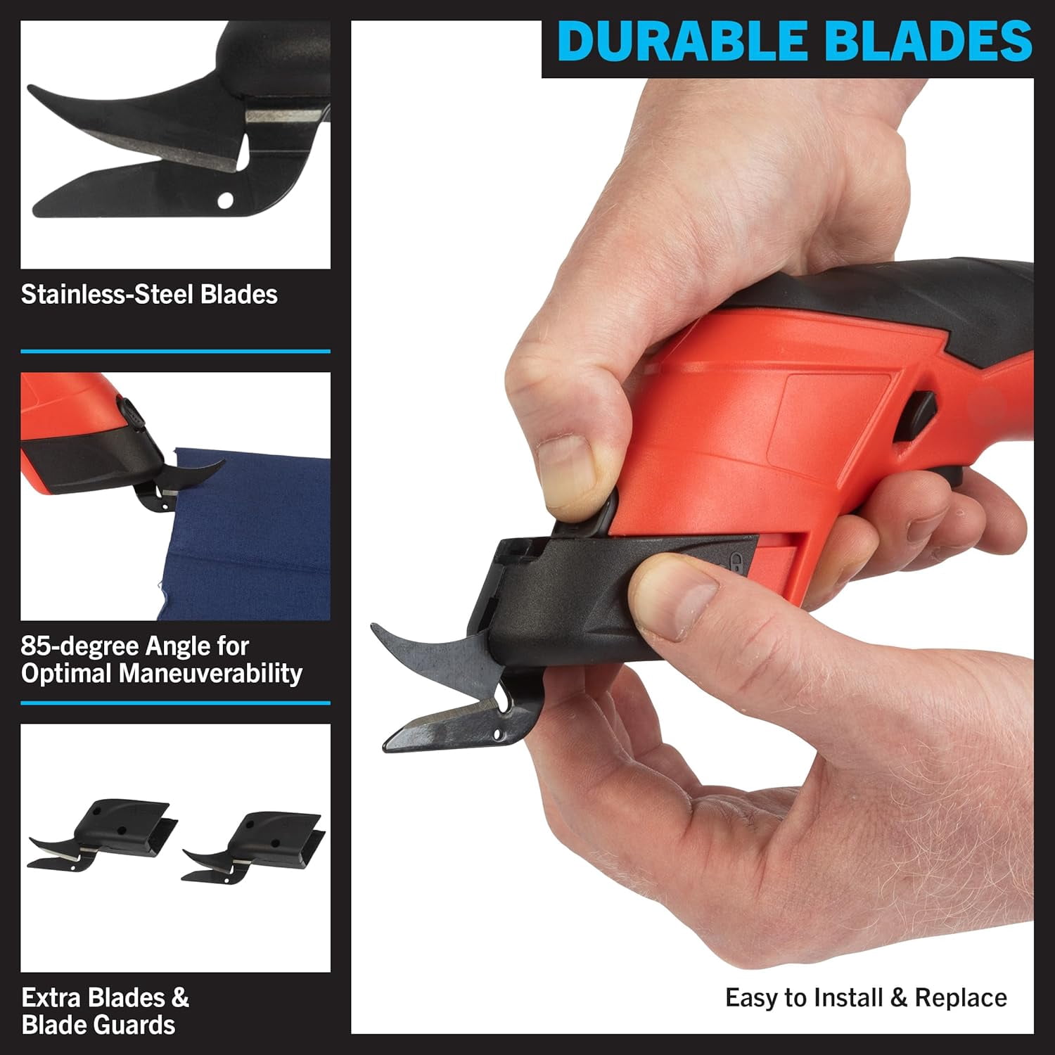 Cordless Electric Scissors Cutter - USB Rechargeable Handheld Cutting Tool with Tungsten Steel Blade for Fabric, Leather, Cardboard and More