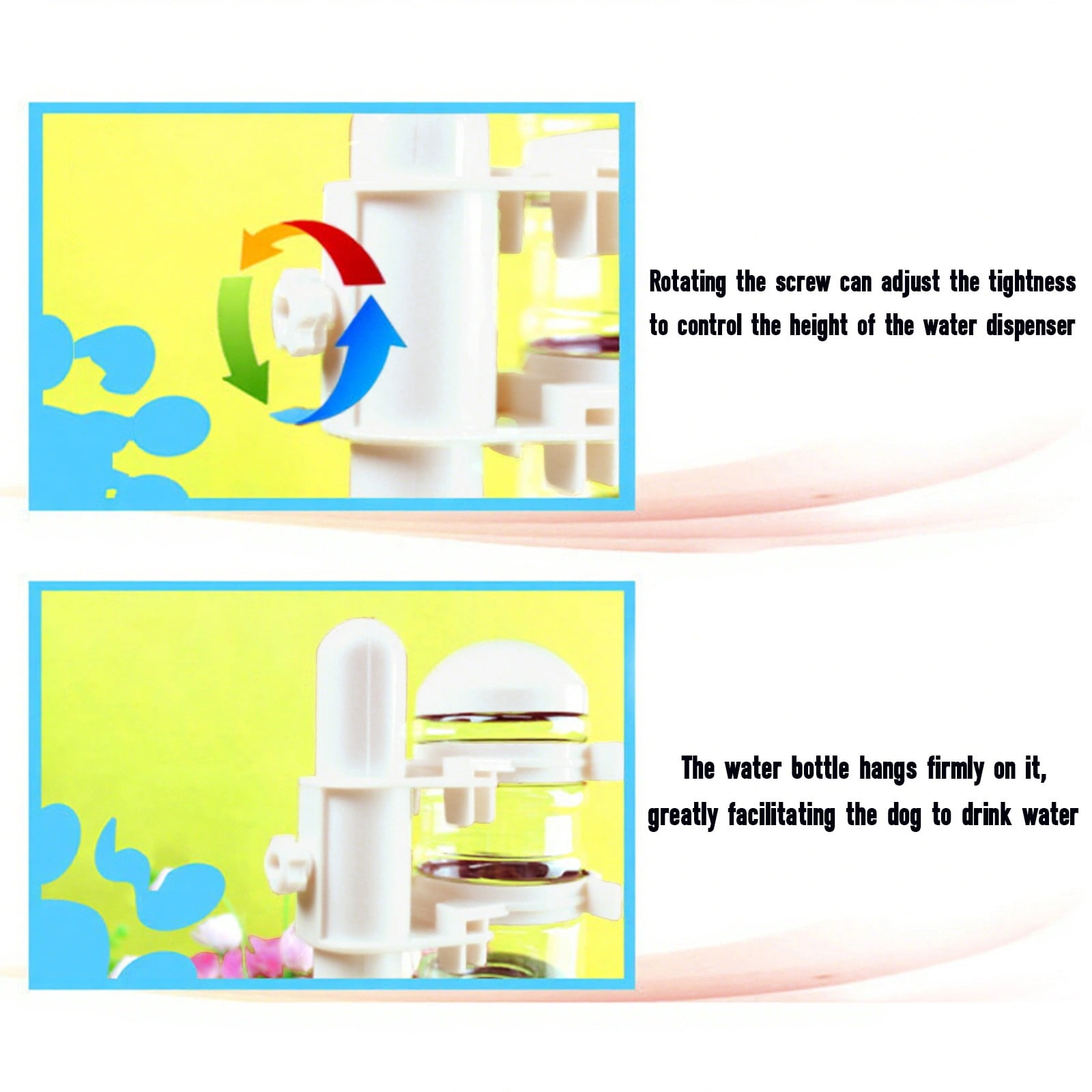 Automatic Pet Water Dispenser Adjustable Height Detachable Feeder Bowl for Indoor Dogs Cats Drinking Supply