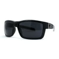 thumbnail image 2 of Mens Wrap Around Rectangle Biker Plastic Sunglasses Shiny Black, 2 of 4