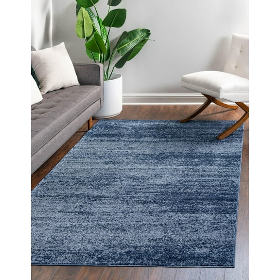 Rugs.com Angelica Collection Rug – 7' x 10' Navy Blue Medium Rug Perfect For Bedrooms, Dining Rooms, Living Rooms