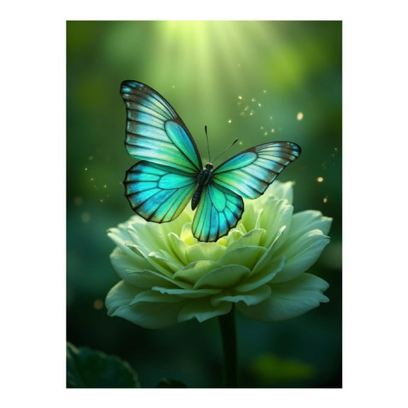 Diamond Art Kits for Adults, Butterfly Green Flower Glow Light 5D Diamond Painting Kits for Adults Beginners, DIY Full Drill Diamond Painting, Gem Art and Crafts 12x16