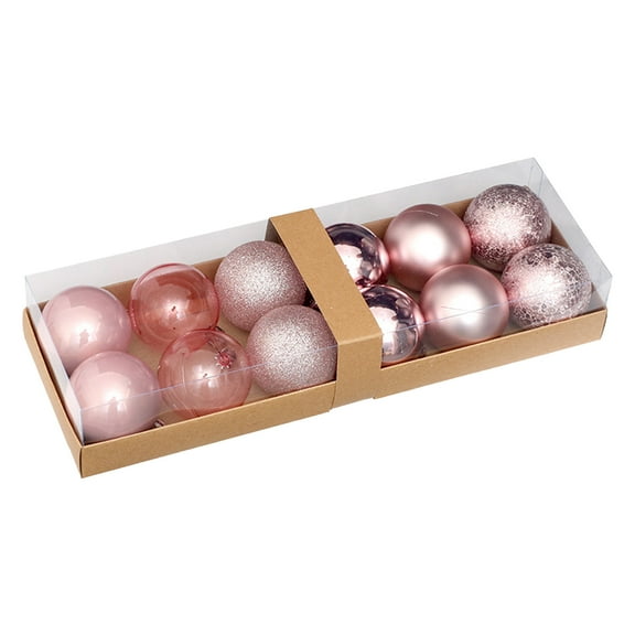 2.36"/12ct Shatterproof Clear Plastic Christmas Ball Ornaments Decorative Xmas Baubles Set with Stuffed Delicate Decorations for Wedding,Thanksgiving,Party(60mm, Pink)