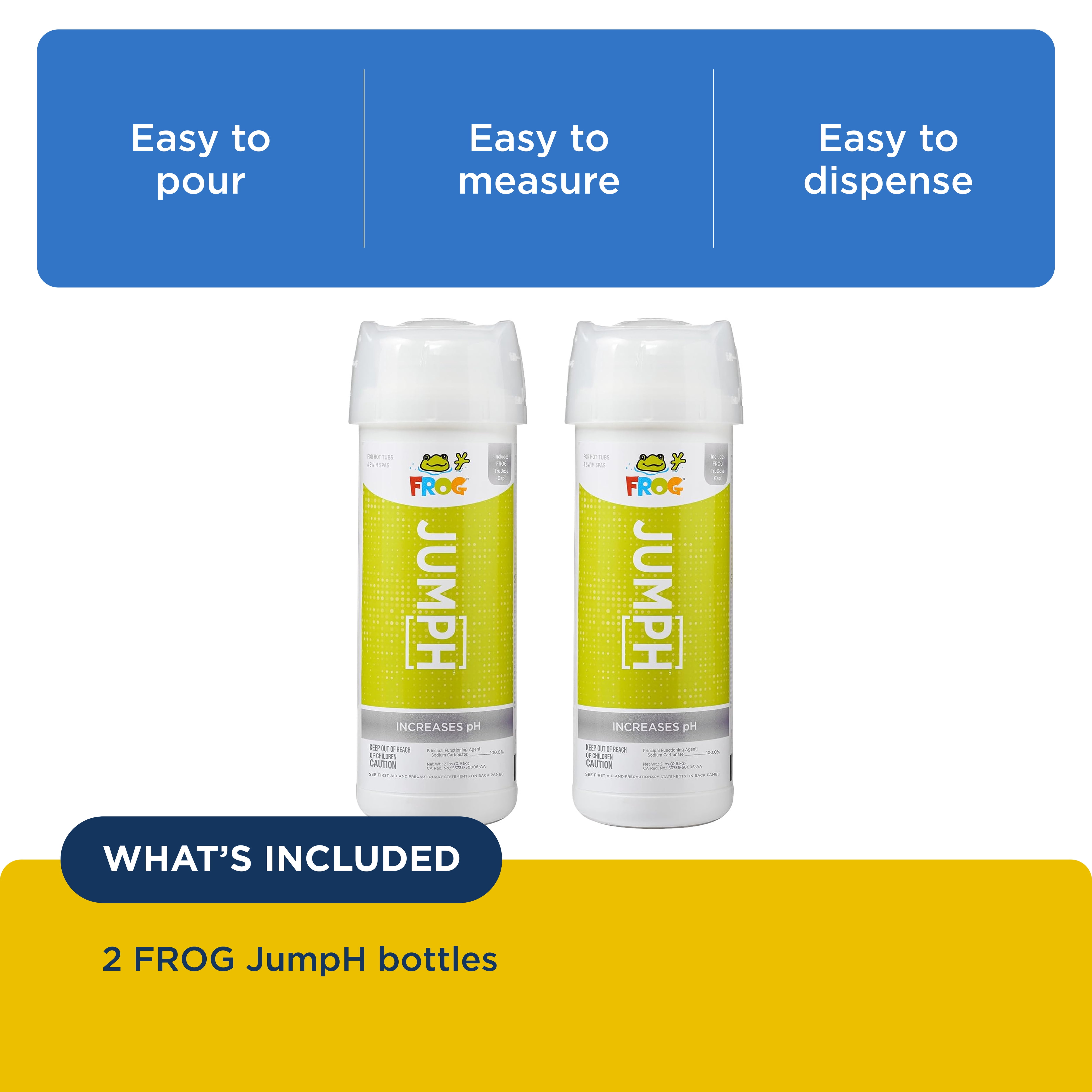 FROG JumpH pH Increaser for Hot Tubs & Swim Spas - 2 lb Bottle with TruDose Measuring Cap for Easy Maintenance & Balancing - 2 Pack