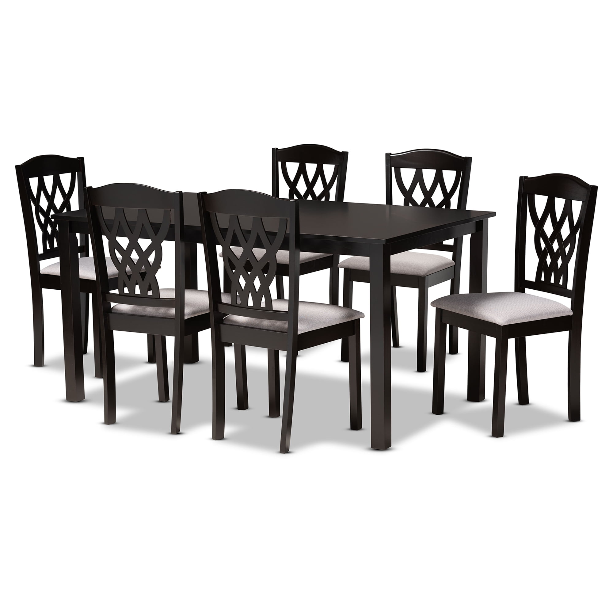 Baxton Studio Salem Modern Dining Set, 7-Piece, Dark Brown