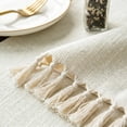 thumbnail image 5 of Sm:)e Beige Tassel Table Runner, 13x72 Inch, Boho Linen Blend Rustic Farmhouse Style, Holiday Wedding Party Kitchen Table Decor, 5 of 6