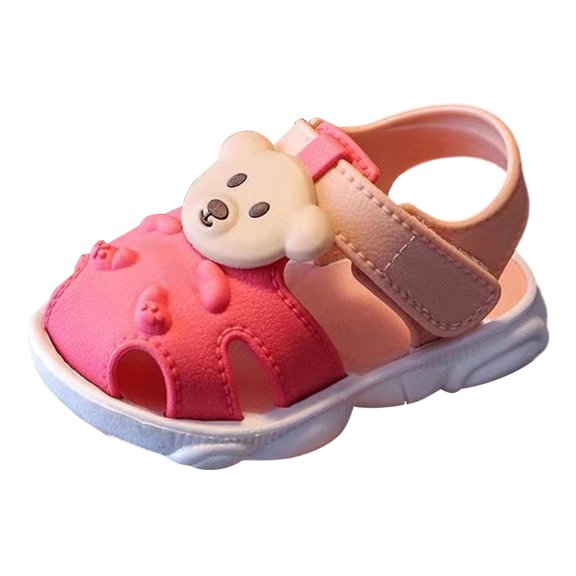 Tigivemen Infant Toddler Sandals Fashion Cartoon Summer Shoes for Girls Comfortable Closed Toe Sandal Red Size 6