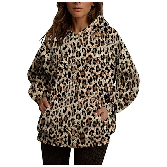 Dasayo Women's Sweatshirt Tops Long Sleeve Plus Size Winter Warm Graphic Prints Pocket Hoodies Tee Shirts Womens L