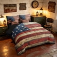 thumbnail image 2 of Manfei USA Flag Stars Twin Bedding, Rustic Farmhouse Bedding Comforter Set, Red White Blue, Black Reversible 7pcs, 2 of 6