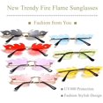 thumbnail image 4 of Gafas de sol Damas Hombre Retro Wave Gafas sin montura Vintage Fire Shape Gold Metal Rimless Glasses (Azul) oso de fresa Hogar, 4 of 5