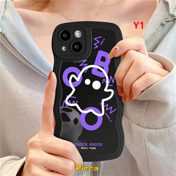 Funda Fantasma Linda Para Samsung A04 A23 A04s A13 A12 A14 A32 A20 A02s A03s A50 A50s A30s A04E A22 A21s A52 A51 A33 A11 A52s A53 M22 A31 Dibujos Animados Little Monster Ondulada Borde Cubierta Gao Jiahui unisex