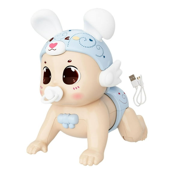 Juguetes para gatear para bebés, juguetes musicales para niñas y niños, novedad interactiva con sonidos musicales, juguetes con sonido para niños pequ Conejo Azul