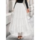 thumbnail image 4 of Falda PRETTYGARDEN de Tul para Mujer, Cintura Alta Elástica, Blanca, 4 of 8