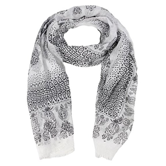 Peach Couture Classic Lightweight Heavenly Henna Paisley Printed Eyelash Fringe Scarf