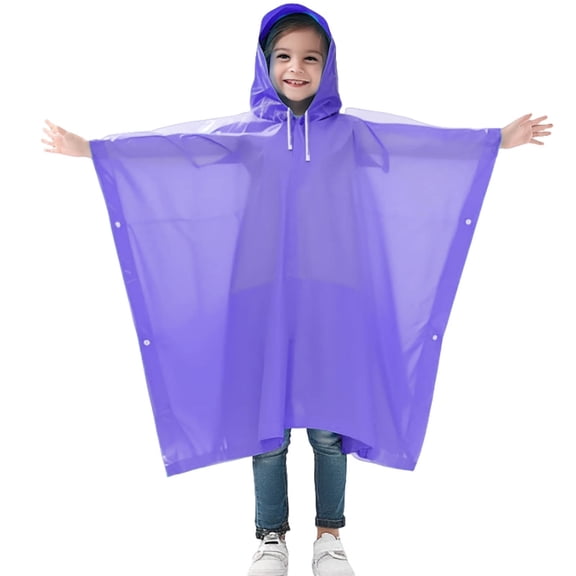 Bobifish Boys Girls Rain Poncho Lightweight Overhead Hooded Design With Side Snap Buttons Casual Style For Kids Daily Outdoor Activities，Sized 5-10Y